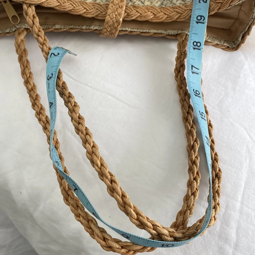 FUJI Eco-Friendly Recycled Material w Straw Shoulder Handbag Zipper Closure Top